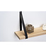 Eiken wandplank 3 cm dik | Met zwarte leren plankdragers