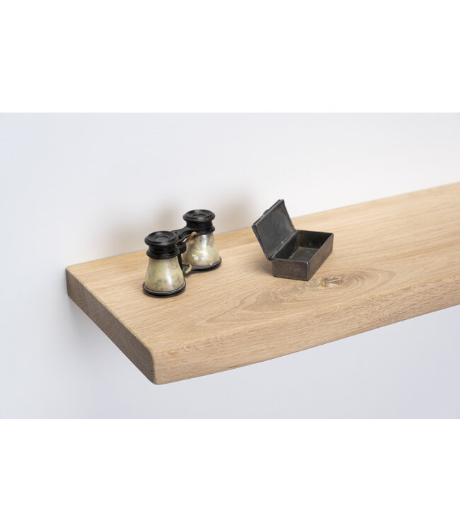 XXL eiken wandplank 3 cm dik | Geschaafd & geleefde voorkant | Zwevend montagesysteem (180–350 cm)