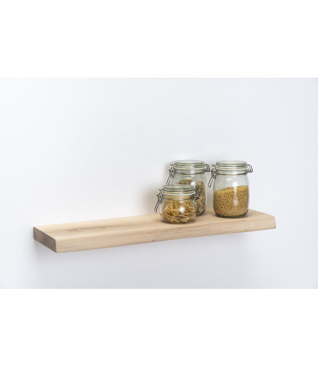 XXL eiken wandplank 4 cm dik | Geschaafd & geleefde voorkant | Zwevend montagesysteem (180–350 cm)