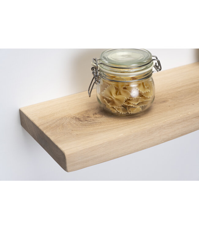 XXL eiken wandplank 4 cm dik | Geschaafd & geleefde voorkant | Zwevend montagesysteem (180–350 cm)