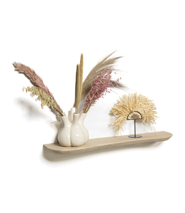 Eiken wandplank 3 cm dik | Geschaafd met organische vorm | Zwevend montagesysteem