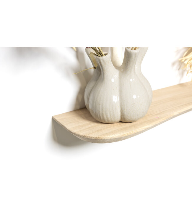 Eiken wandplank 3 cm dik | Geschaafd met organische vorm | Zwevend montagesysteem