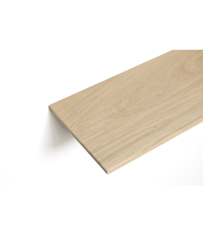 Eiken wandplank 3 cm dik | Geschaafd met verjongde rand | Zwevend montagesysteem