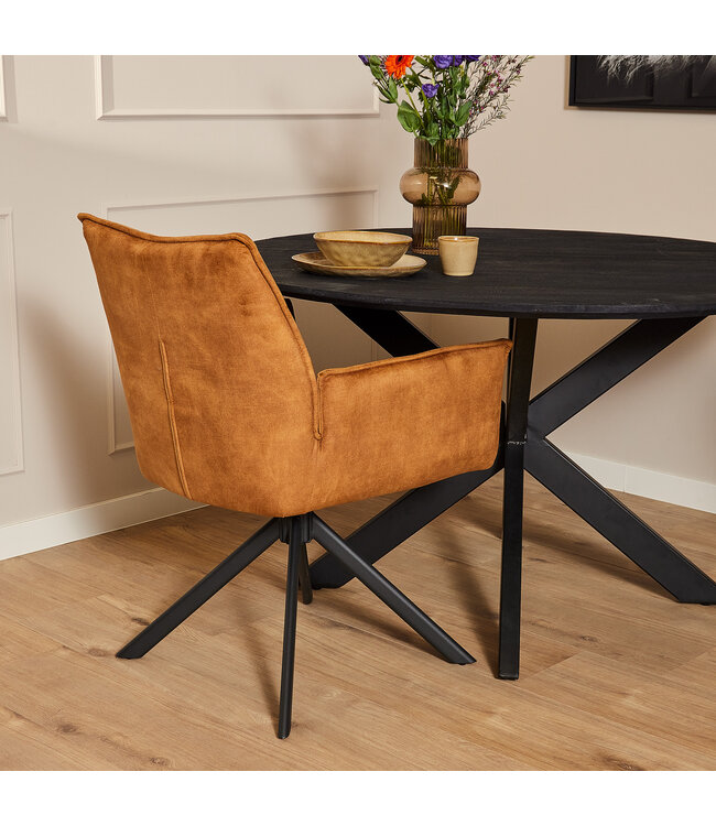 Eetkamerstoel Dani Velvet | Blue | Met armleuning