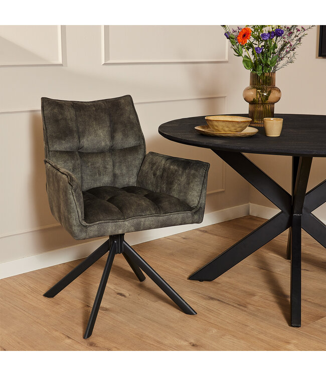 Eetkamerstoel Dani Velvet | Blue | Met armleuning