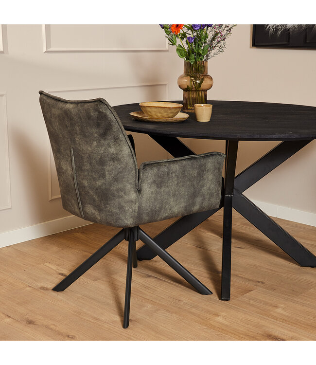 Eetkamerstoel Dani Velvet | Blue | Met armleuning