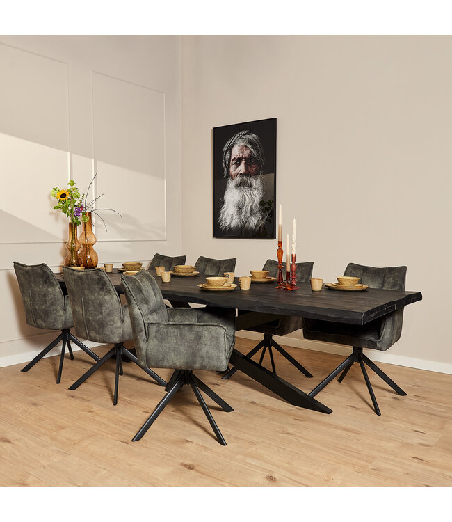 Eetkamerstoel Dani Velvet | Blue | Met armleuning