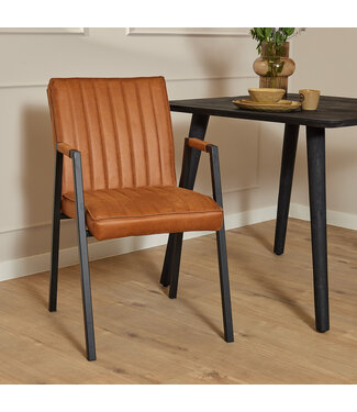 Eetkamerstoel Tivoli Bull | Cognac | Met armleuning