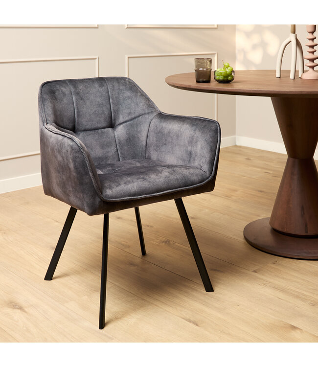 Eetkamerstoel Emma Velvet | Taupe | Met armleuning