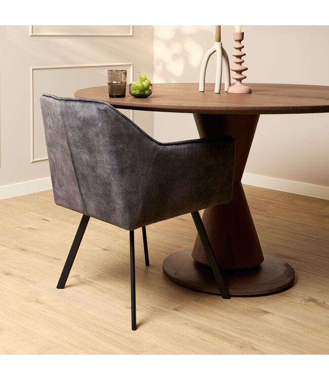 Eetkamerstoel Emma Velvet | Taupe | Met armleuning