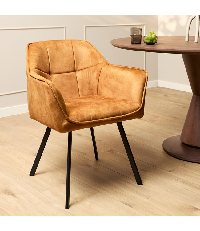 Eetkamerstoel Emma Velvet | Taupe | Met armleuning