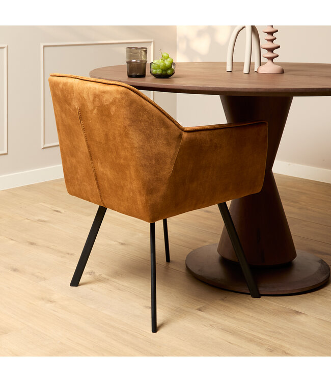 Eetkamerstoel Emma Velvet | Taupe | Met armleuning