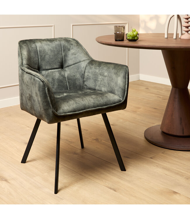 Eetkamerstoel Emma Velvet | Taupe | Met armleuning