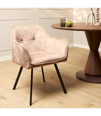 Eetkamerstoel Emma Velvet | Taupe | Met armleuning