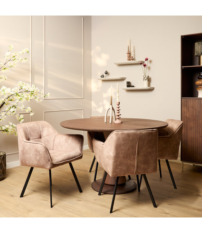 Eetkamerstoel Emma Velvet | Taupe | Met armleuning