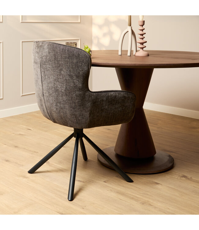 Eetkamerstoel Hanna | Charcoal Brown | Met armleuning