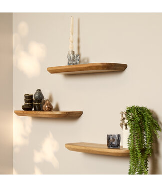 Starfurn Wandplank Mangohout Naturel | 60 cm | Set van 3