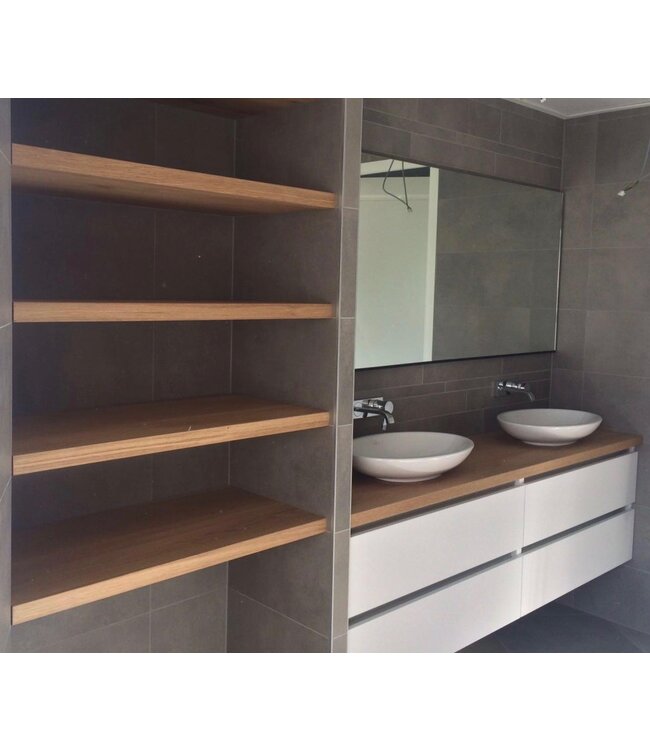 Eiken wandplank nis montage 4 cm dik | Geschaafd
