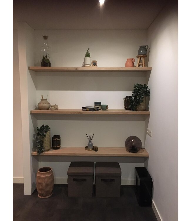 Eiken wandplank nis montage 4 cm dik | Geschaafd