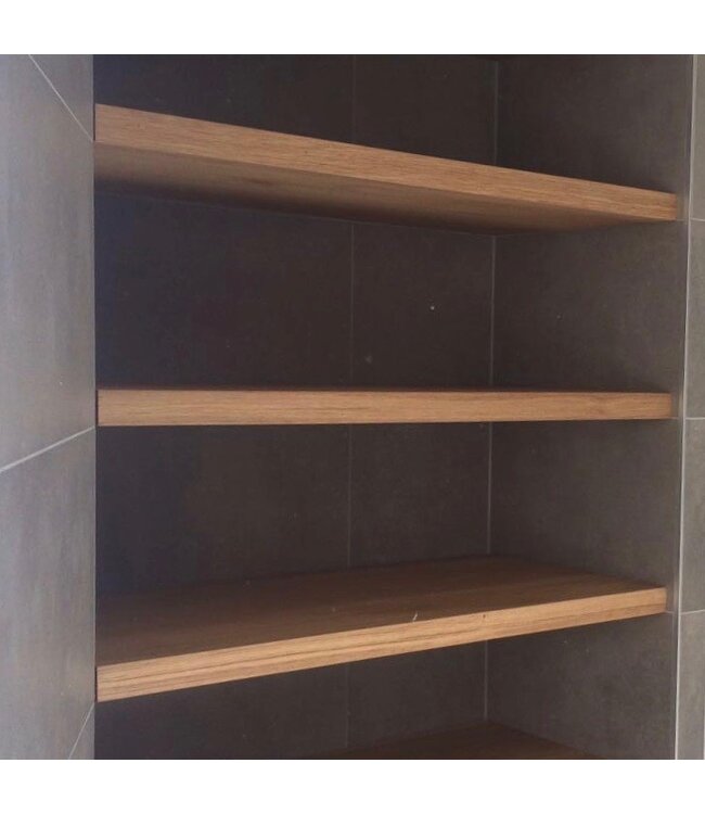 Eiken wandplank nis montage 4 cm dik | Geschaafd