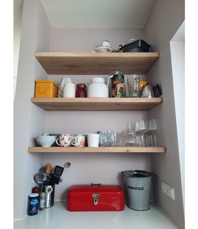 Eiken wandplank nis montage 4 cm dik | Geschaafd