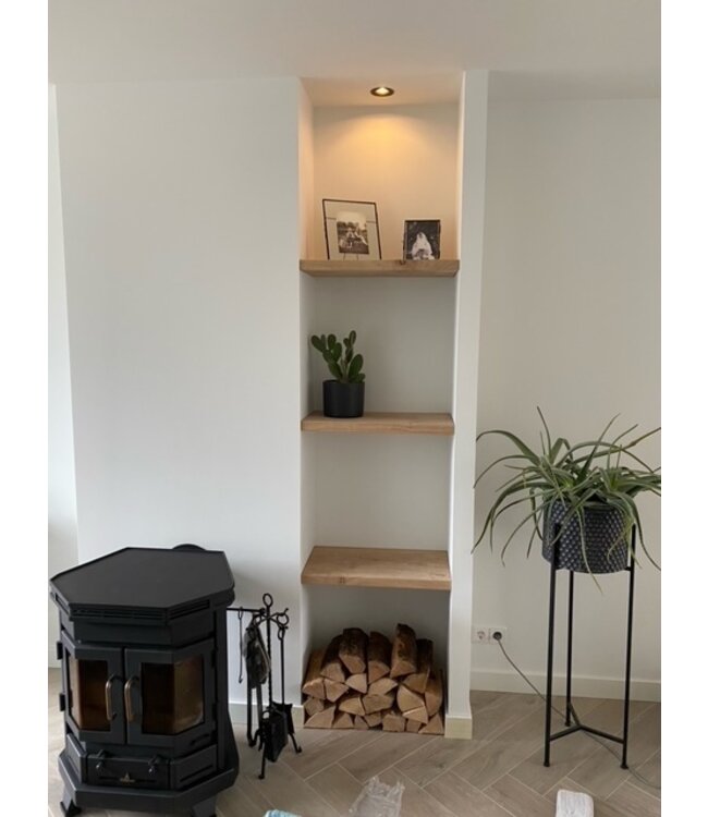 Eiken wandplank nis montage 4 cm dik | Geschaafd