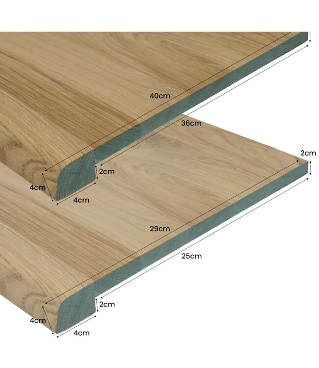 Eiken Overzet Vensterbank op Maat | 40 mm Dik | Geleefde Boomstamrand