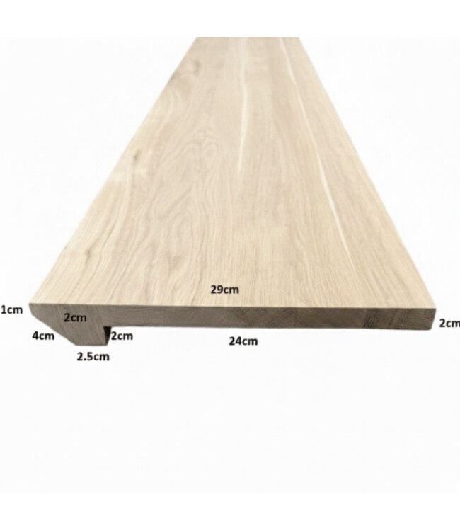 XXL Eiken Overzet Vensterbank op Maat | 40 mm Dikte | Verjongde Voorzijde (180–350 cm)