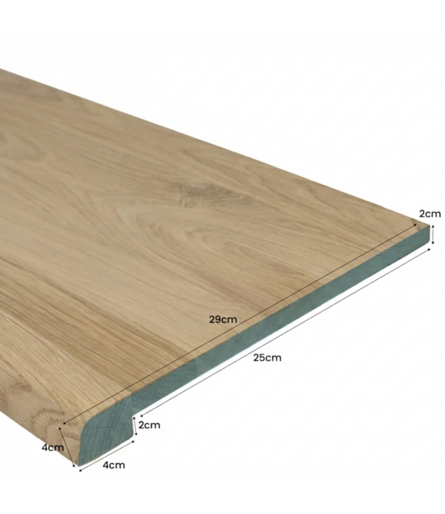 XXL Eiken Overzet Vensterbank op Maat | 40 mm Dikte | Afgeronde Voorzijde (180–350 cm)