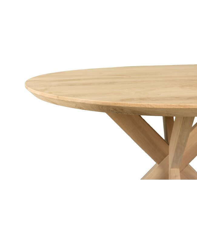 Ronde eiken eettafel met matrixpoot en Deense rand – Ø 110 cm, 4 cm dik