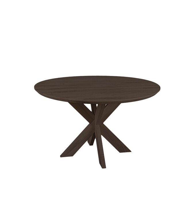 Ronde eiken eettafel met matrixpoot en Deense rand – Ø 110 cm, 4 cm dik