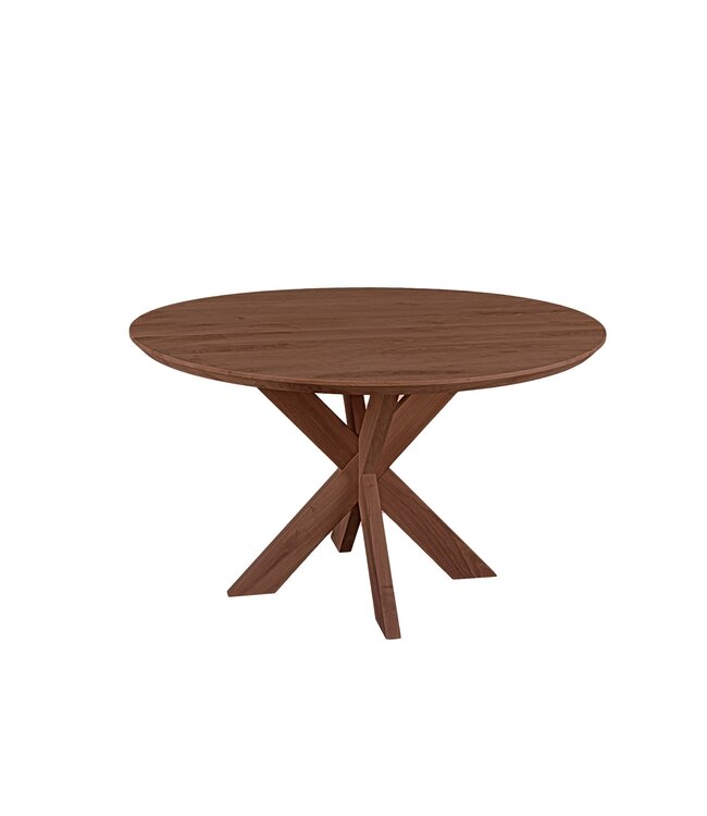 Ronde eiken eettafel met matrixpoot en Deense rand – Ø 150 cm, 4 cm dik