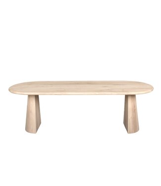 Wolff Houtbewerking Ovale eiken eettafel met taps toelopende poot en afgeronde rand – 240 x 100 cm, 4 cm dik