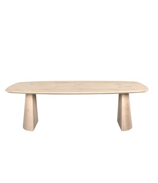 Wolff Houtbewerking Bootvormige eiken eettafel met taps toelopende poot en Deense rand – 220 x 110 cm, 4 cm dik