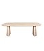 Bootvormige eiken eettafel met taps toelopende poot en Deense rand – 220 x 110 cm, 4 cm dik