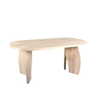 Wolff Houtbewerking Ovale eiken eettafel met boogpoot en rechte rand – 260 x 110 cm, 3 cm dik