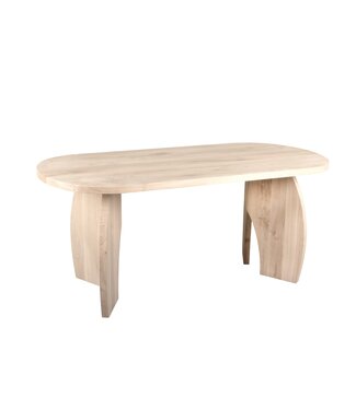 Wolff Houtbewerking Ovale eiken eettafel met boogpoot en rechte rand – 160 x 90 cm, 4 cm dik