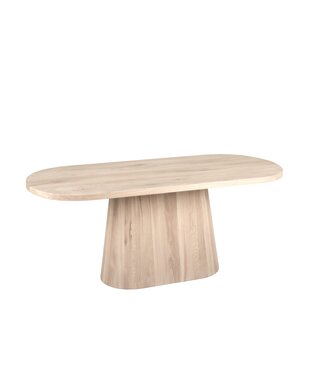Wolff Houtbewerking Ovale eiken eettafel met conische kolompoot en rechte rand – 240 x 100 cm, 3 cm dik
