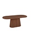 Ovale eiken eettafel met conische kolompoot en rechte rand – 160 x 90 cm, 4 cm dik