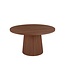 Ronde eiken eettafel met conische kolompoot en rechte rand – Ø 130 cm, 4 cm dik