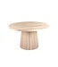 Ronde eiken eettafel met conische kolompoot en rechte rand – Ø 130 cm, 4 cm dik
