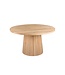 Ronde eiken eettafel met conische kolompoot en rechte rand – Ø 110 cm, 4 cm dik