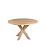 Ronde eiken eettafel met matrixpoot en rechte rand – Ø 130 cm, 4 cm dik