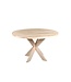 Ronde eiken eettafel met matrixpoot en rechte rand – Ø 130 cm, 4 cm dik