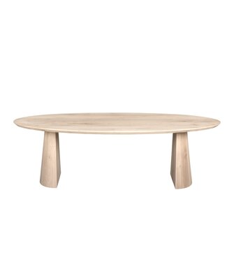 Wolff Houtbewerking Ovale eiken eettafel met taps toelopende poot en Deense rand – 180 x 100 cm, 4 cm dik