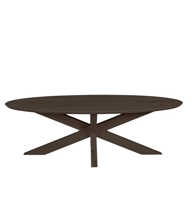Ovale eiken eettafel met matrixpoot en Deense rand – 280 x 120 cm, 4 cm dik
