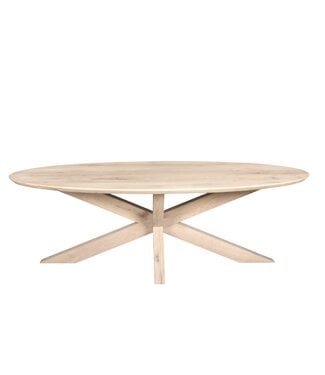 Wolff Houtbewerking Ovale eiken eettafel met matrixpoot en Deense rand – 180 x 100 cm, 4 cm dik