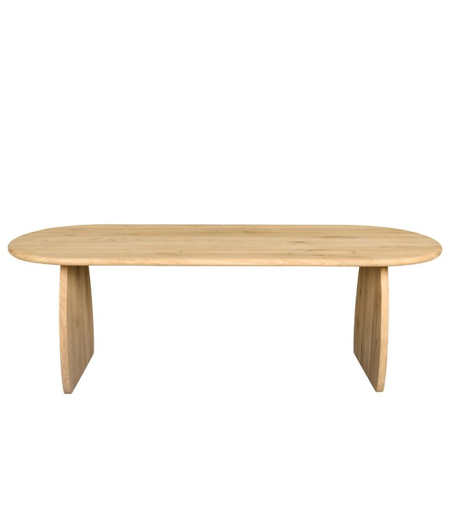 Ovale eiken eettafel met boogpoot en afgeronde rand – 280 x 110 cm, 4 cm dik