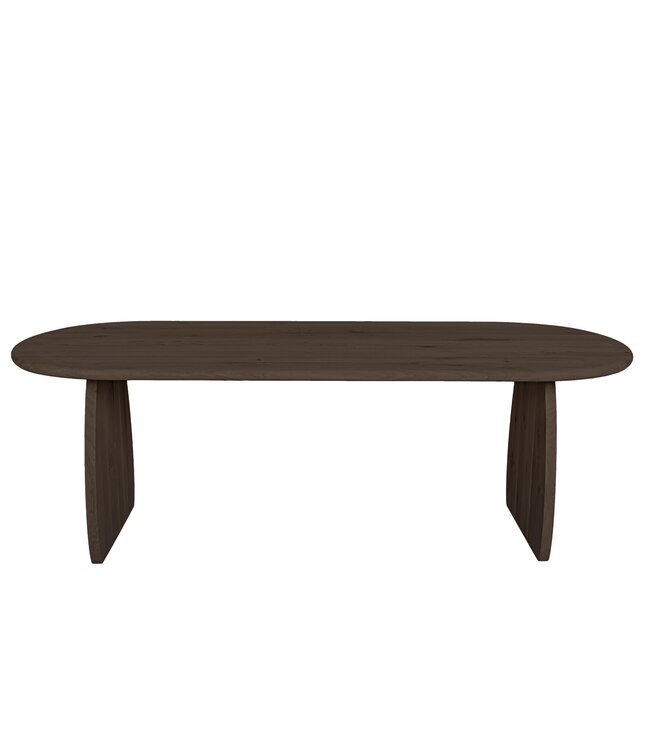 Ovale eiken eettafel met boogpoot en afgeronde rand – 260 x 110 cm, 4 cm dik