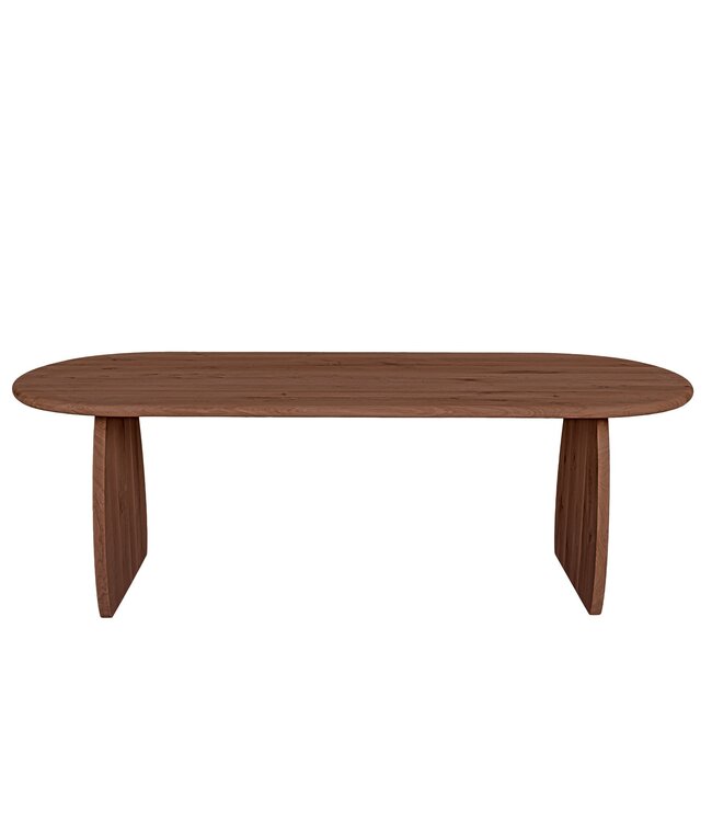 Ovale eiken eettafel met boogpoot en afgeronde rand – 240 x 110 cm, 4 cm dik